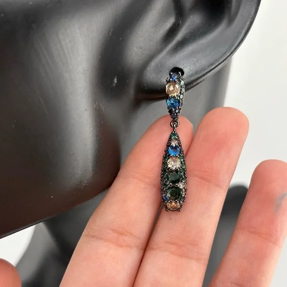 Elegant Multicolor Crystal Drop Earrings ✨ - Picture 6 of 6